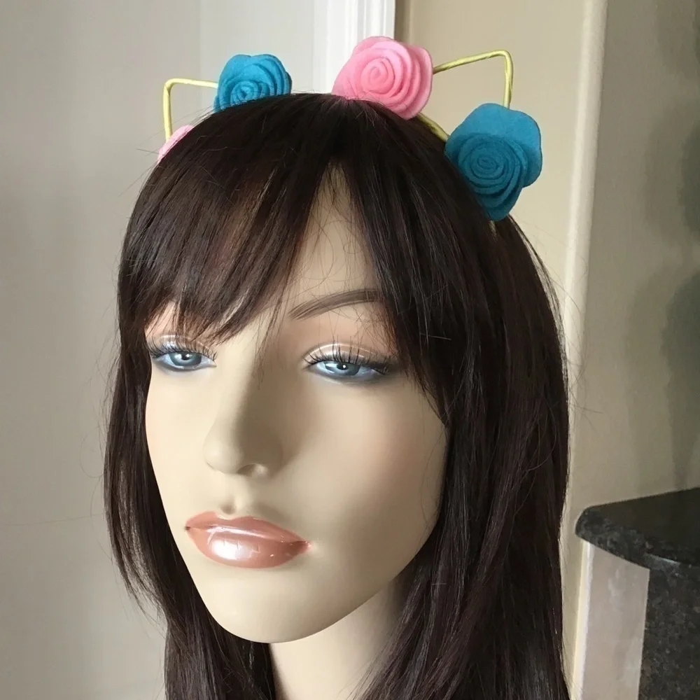 NEW Cat Kitten Ears Hair Headband Felt Flowers Halloween Party Costume Crafts
